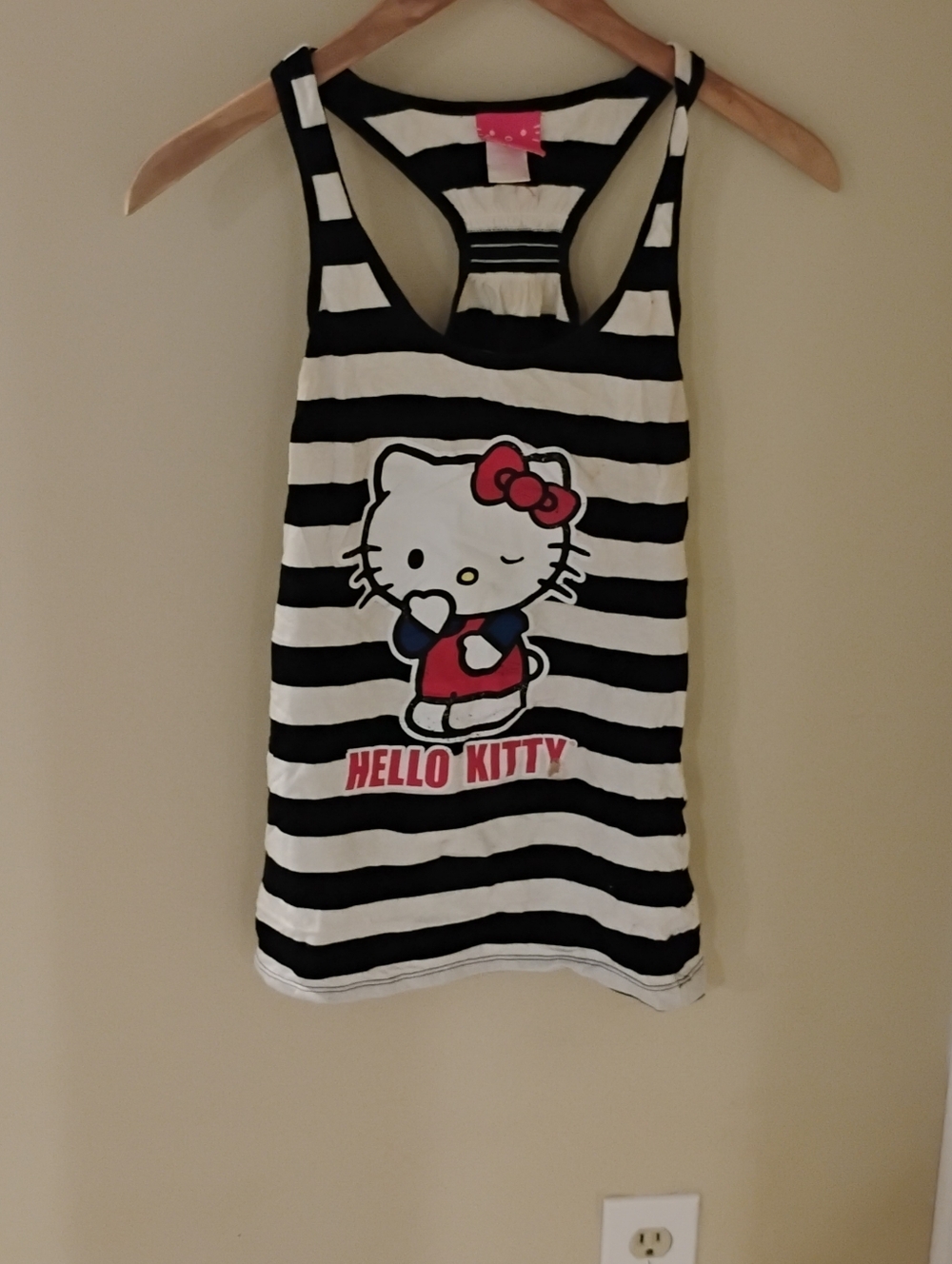 Hello Kitty Racerback Striped Graphic Tank Top Sz M
